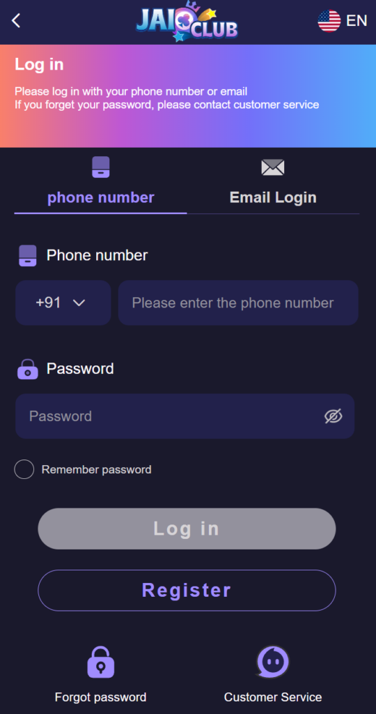 Jai Club transaction history screen